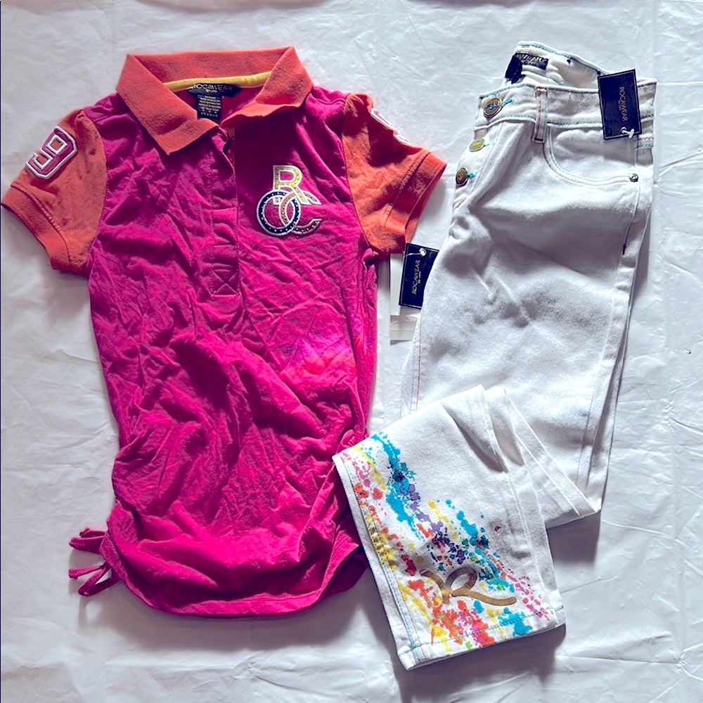 Rocawear Pink and Orange Polo Matching Set